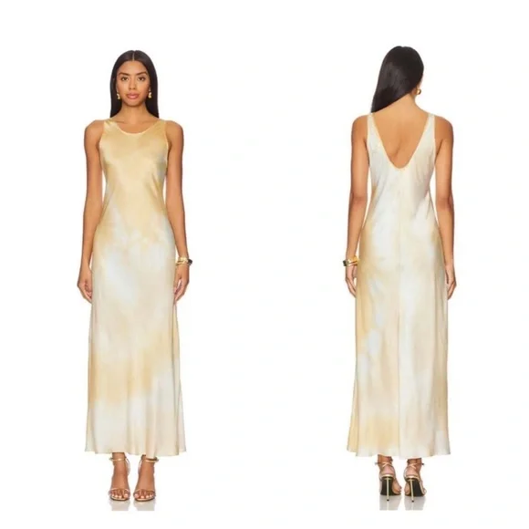 A.L.C Amana Blue Tan Satin Maxi Dress - Picture 15 of 15